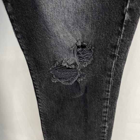 Loft Destructed High Rise Straight Crop Jeans in Washed Black Size 6 / 28 - Picture 5 of 16